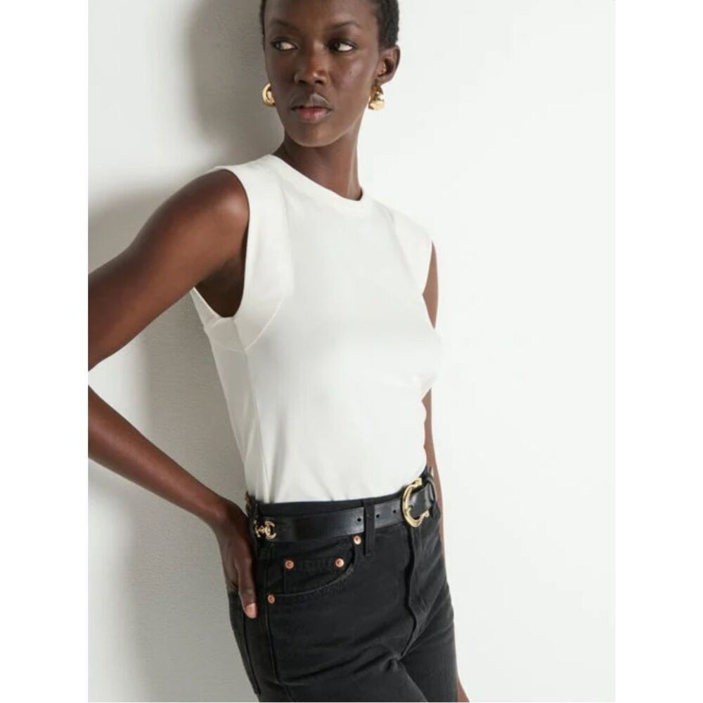 Nation LTD Ronda Top White Open Back Sleeveless Minimalist Luxe Tee M